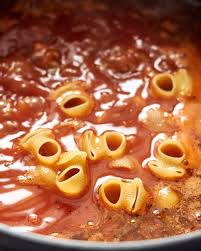 Bolognese Soup:  The famous sauce in soup-form with short shape pasta.